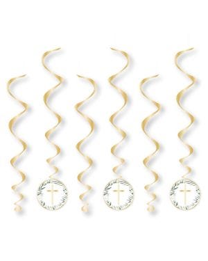 Botanical Celebration Cross Hanging Swirl Decorations (6pk)