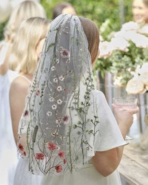 Bridal Bloom Floral Embroidered Veil - 60cm