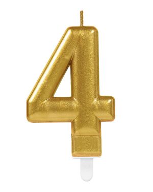 Gold Number 4 Candle - 7.5cm