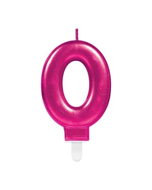 Pink Number 0 Candle - 7.5cm