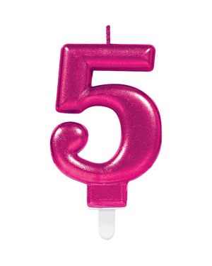 Pink Number 5 Candle - 7.5cm
