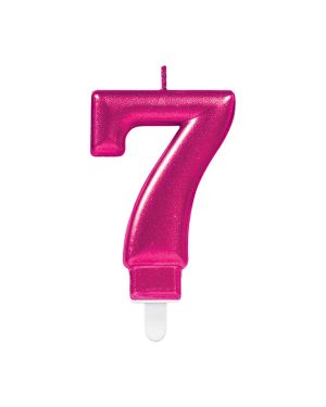 Pink Number 7 Candle - 7.5cm
