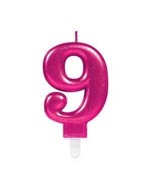 Pink Number 9 Candle - 7.5cm