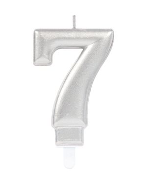 Silver Number 7 Candle - 7.5cm