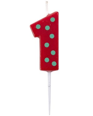 Dots &amp; Stripes Number 1 Candle - 4.5cm