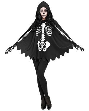 Skeleton Hooded Poncho - Adult