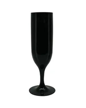 Black Reuseable Plastic Champagne Flutes (2pk)