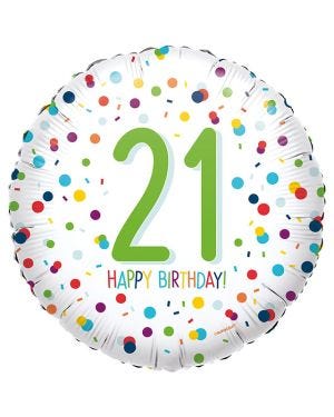 Confetti Birthday Age 21 Balloon - 18&quot; Foil