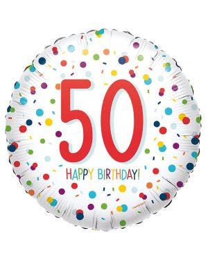 Confetti Birthday Age 50 Balloon - 18&quot; Foil
