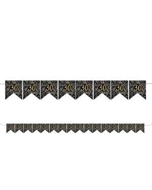 Gold 30th Paper Flag Bunting - 3.2m