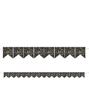 Gold 60th Paper Flag Bunting - 3.2m