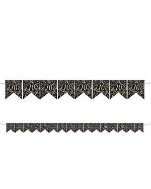 Gold 70th Paper Flag Bunting - 3.2m