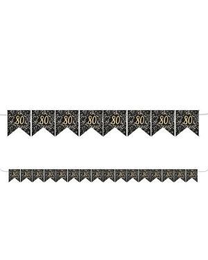 Gold 80th Paper Flag Bunting - 3.2m