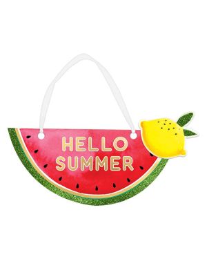 Hello Summer Mini Fruit Sign - 19cm x 8cm