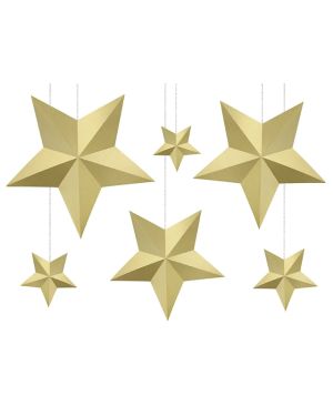 Gold Hanging Stars (6pk)