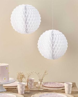 Ditsy Daisy Scalloped Honeycomb Balls - 25cm (2pk)