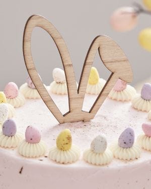 Wooden bunny Ears Cake Topper