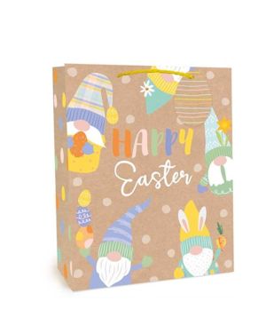 Kraft Easter Spots &amp; Gonks Medium Gift Bag - 23cm x 18cm