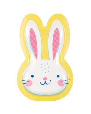Eggcellent Easter Bunny Shaped Plates - 21cm (8pk)