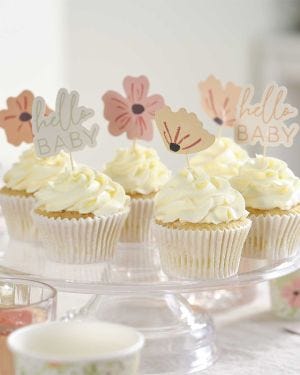 Floral Baby Paper Cupcake Toppers (12pk)