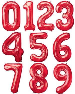 Red Foil Number Balloons - 34&quot;