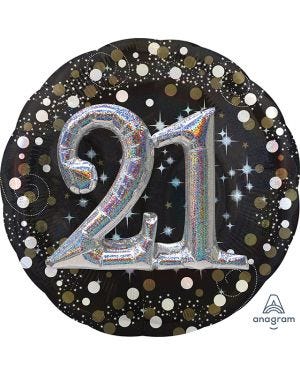 21st Birthday Sparkling Celebration 3D Balloon - 32&quot; Foil