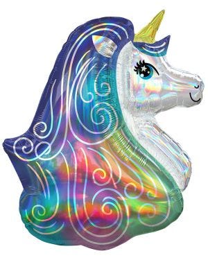 Rainbow Unicorn Iridescent SuperShape Balloon - 30&quot; Foil