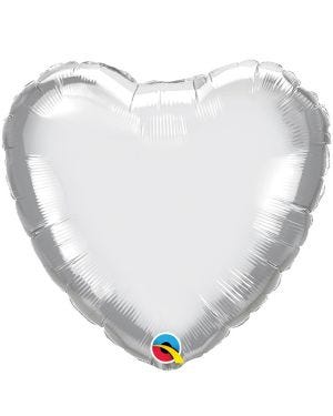 Silver Chrome Heart Balloon - 18&quot; Foil - Unpackaged