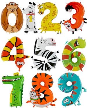 Animal Foil Number Balloons - 40&quot;