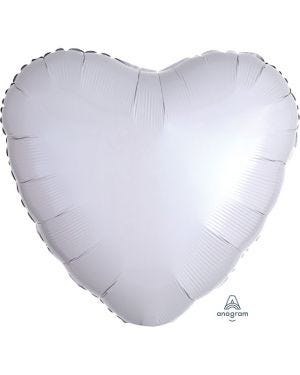 Metallic White Heart Foil Balloon - 18&#039;&#039; Foil - Unpackaged
