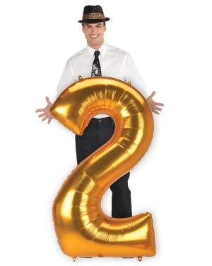 Gold Number 2 Balloon - 53&quot; Foil