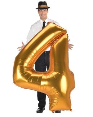 Gold Number 4 Balloon - 53&quot; Foil