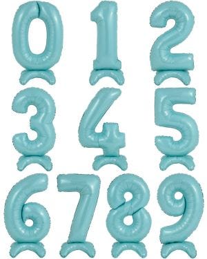 Pastel Blue Standing Number Balloons - 25&quot; Air Fill