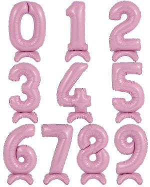 Pastel Pink Standing Number Balloons - 25&quot; Air Fill