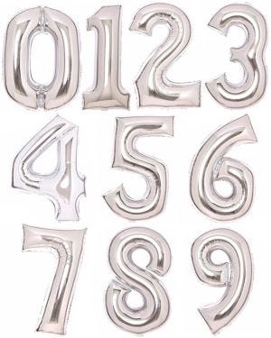 Silver Foil Number Balloons - 34&quot;