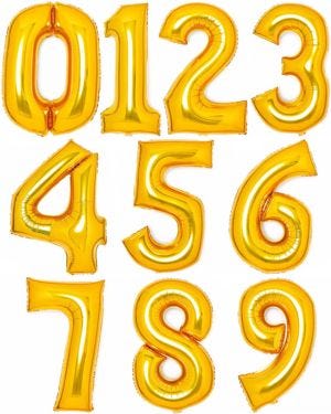 Gold Foil Number Balloons - 34&quot;