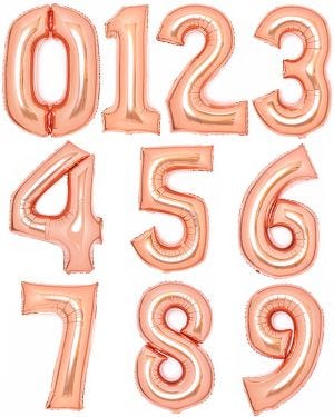 Rose Copper Foil Number Balloons - 34&quot;