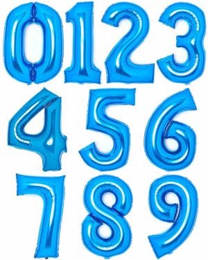 Blue Foil Number Balloons - 34&quot;