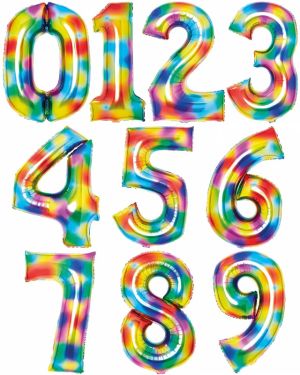 Rainbow Foil Number Balloon - 34&quot;