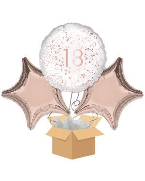 18th Birthday Rose Gold Balloon Bouquet - Delivered Inflated