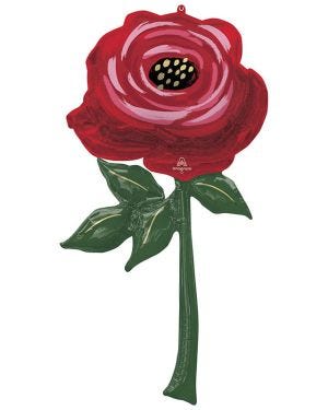 Red Rose Supershape Balloon - 62&quot;cm x 33cm Foil