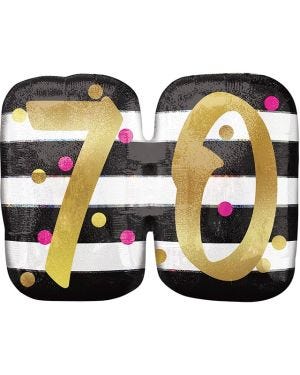Pink &amp; Gold 70th Birthday Supershape - 25&quot; x 22&quot; Foil