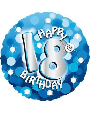 Blue Sparkle &#039;Happy 18th Birthday&#039; Balloon - 18&quot; Foil