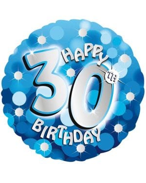Blue Sparkle &#039;Happy 30th Birthday&#039; Balloon - 18&quot; Foil