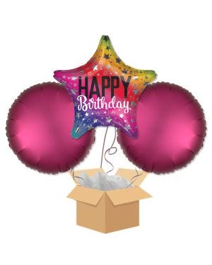 Rainbow Star Birthday Balloon Bouquet - Delivered Inflated