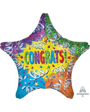 Congrats Streamer Explosion Balloon - 18&quot; Foil
