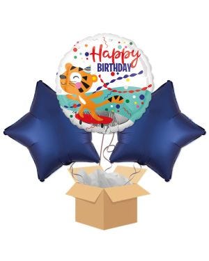 Happy Birthday Tiger Balloon Bouquet - Delivered Inflated