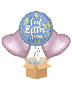 Feel Better Soon Butterflies Balloon Bouquet - Delivered Inflated