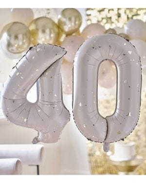 40 Gold Speckle Number Balloons - 26&quot; Foil