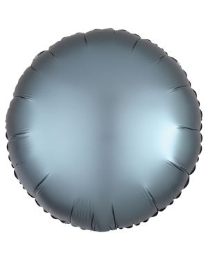 Silk Lustre Steel Blue Round Foil Balloon - 18&quot; (Unpackaged)